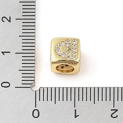 Brass Micro Pave Clear Cubic Zirconia European Beads KK-K368-01G-07-1