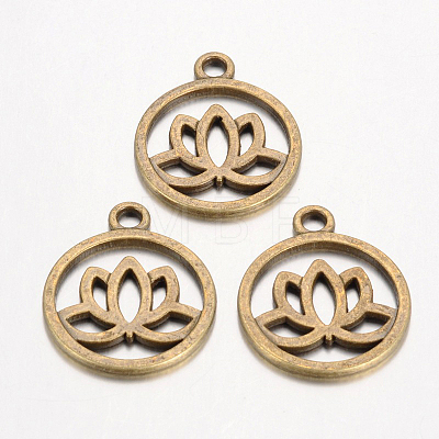 Tibetan Style Filigree Alloy Pendants TIBEP-5354-AB-FF-1