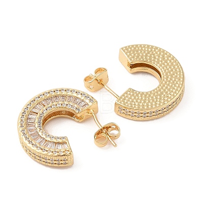 Rack Plating Brass with Clear Cubic Zirconia Stud Earrings for Women EJEW-G394-24G-1