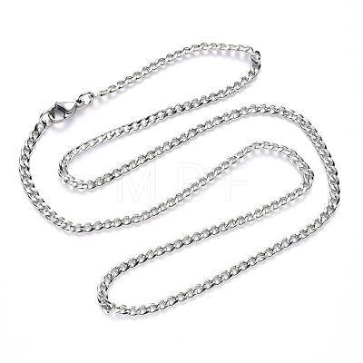 Men's 304 Stainless Steel Cuban Link Chain Necklace NJEW-S420-002P-1
