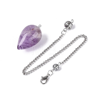 Natural Amethyst Dowsing Pendulum Pendants AJEW-N005-02D-1