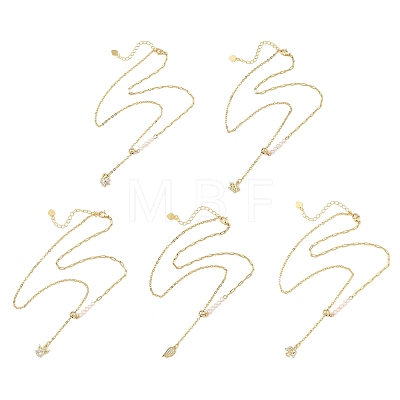 Adjustable Brass Cable Chain & Paperclip Chain Lariat Necklaces NJEW-JN06150-1