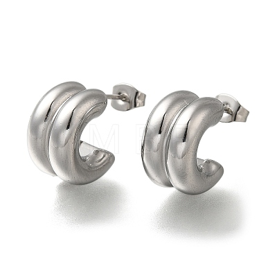 304 Stainless Steel C-Shaped Stud Earrings for Women EJEW-S237-09A-1