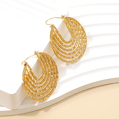Hollow Line Flat Round Zinc Alloy Hoop Earrings FS-WG56B56-01-1