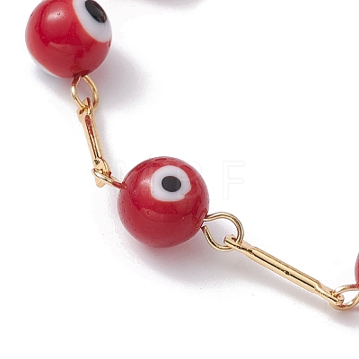 Lampwork Evil Eye Link Chain Bracelets BJEW-JB10045-1