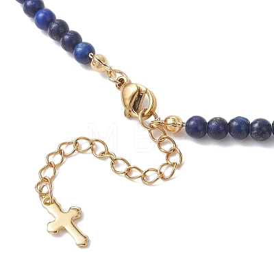 Natural Lapis Lazuli Round Graduated Beaded Necklaces NJEW-JN05654-02-1