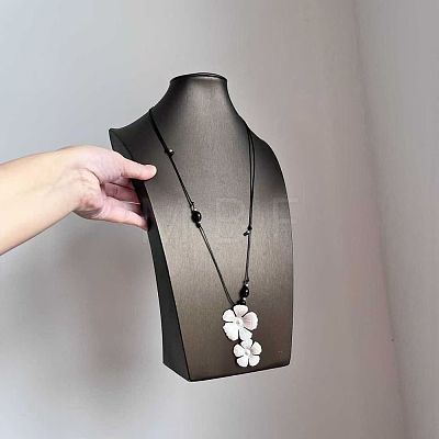 Brass Resin Flower Pendant Adjustable Black Imitation Leather Cord Necklaces for Women WGF4AF0-01-1