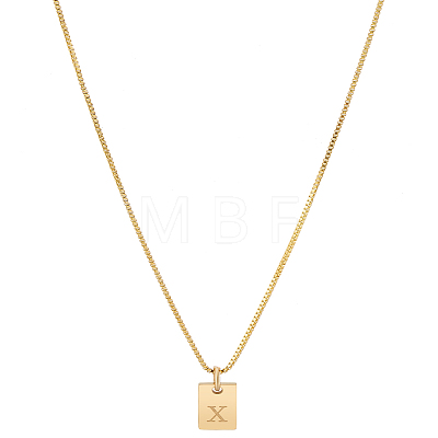 1Pc Stainless Steel Letter Rectangle Pendant Necklaces NJEW-LP0001-34X-G-1