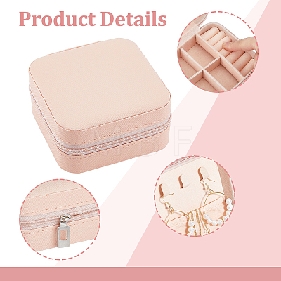 Square PVC with lint Jewelry Storage Zipper Box CON-WH0099-03A-1