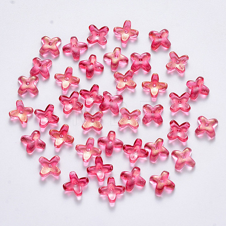 Transparent Spray Painted Glass Beads GLAA-R211-06-C05-1