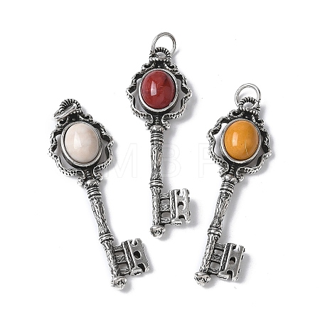 Key Brass Natural Mookaite Big Pendants KK-D361-01AS-19-1