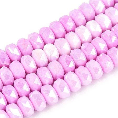 Anti-Tarnish Electroplate Glass Beads Strands LS-GLAA-T025-8mm-11G-1