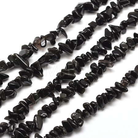Natural Obsidian Chip Bead Strands X-G-M205-06-1