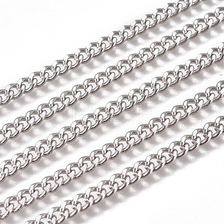 Non-Tarnish Handmade 304 Stainless Steel Curb Chains STAS-F229-06B-P-1