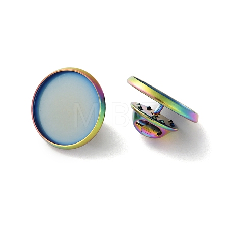 304 Stainless Steel Flat Round Brooch Brooch Base Settings STAS-S172-10A-M-1