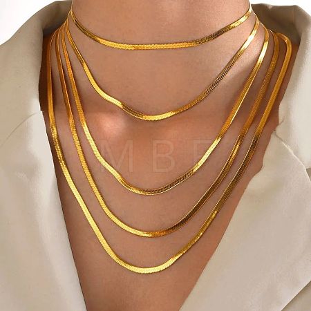 304 Stainless Steel Snake Chain Necklaces for Women WG80FEF-08-1