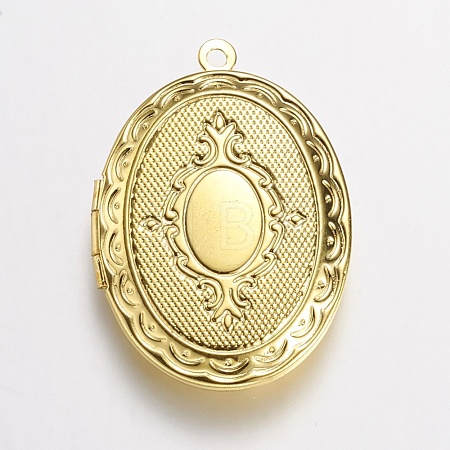 Brass Locket Pendants KK-N0116-054G-1