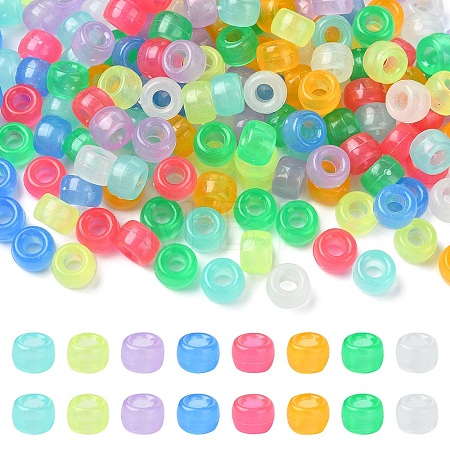 200Pcs 8 Colors Transparent & Luminous Plastic Beads KY-YW0001-87-1