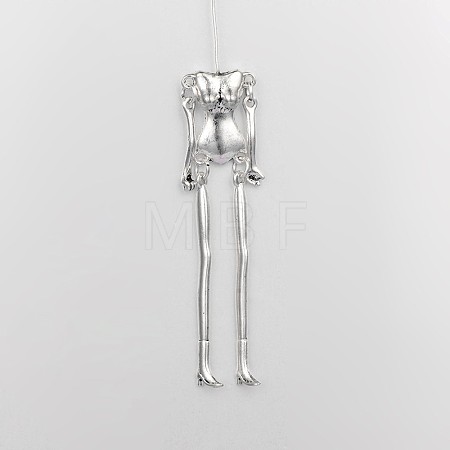 Tibetan Style Alloy Human Body Skeleton For DIY Toy Doll Making TIBE-39030A-AS-NR-1