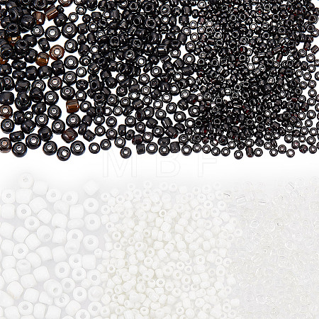 White & Black Series Glass Seed Beads SEED-GO0001-03-1