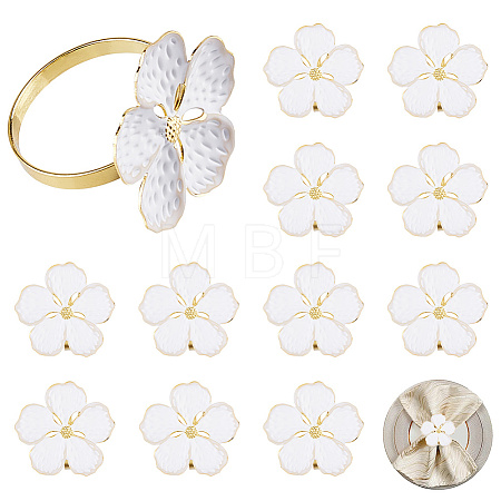 16Pcs Flower Alloy Enamel Napkin Rings AJEW-DC0003-87-1
