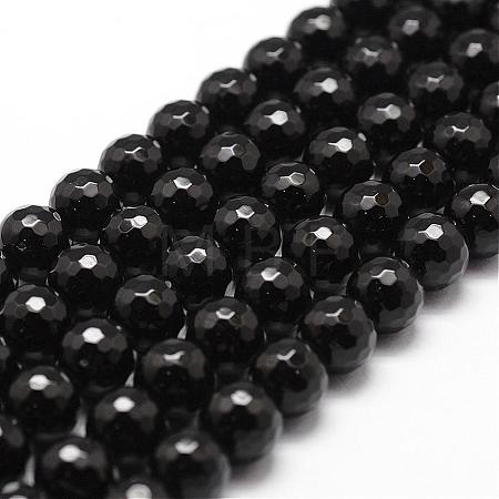 Natural Dyed & Heated Black Onyx Beads Strands G-D840-22-8mm-1