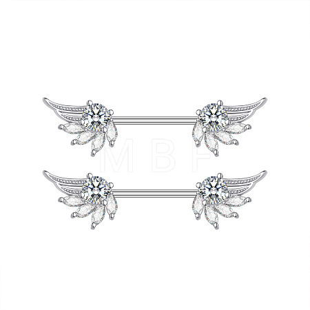 304 Stainless Steel Cubic Zirconia Nipple Rings WG0A897-01-1