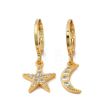 Rack Plating Brass Micro Pave Cubic Zirconia Hoop Earrings EJEW-P221-15G-1