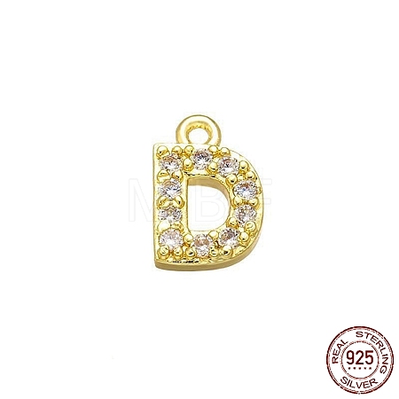 Real 18K Gold Plated 925 Sterling Silver Micro Pave Clear Cubic Zirconia Charms STER-P054-10G-D-1
