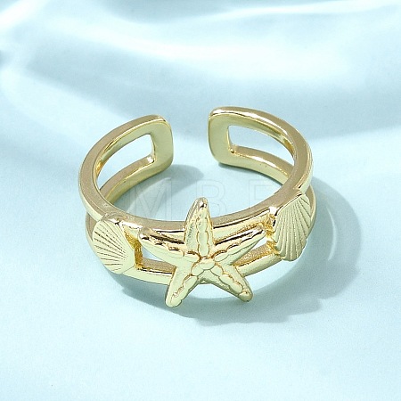 Brass Cuff Rings for Women RJEW-H262-06E-G-1