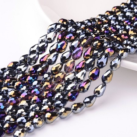 Electroplate Glass Beads Strands EGLA-D015-12x8mm-14-1