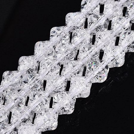 Transparent Crackle Glass Beads Strands GLAA-Q115-04A-11-1