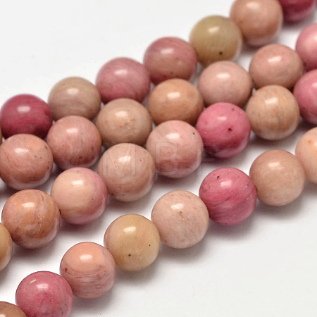 Round Natural Rhodonite Beads Strands G-K092-6mm-1