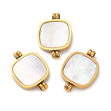 Ion Plating(IP) 304 Stainless Steel Pave Natural Shell Connector Charms STAS-Z100-03G-01-1