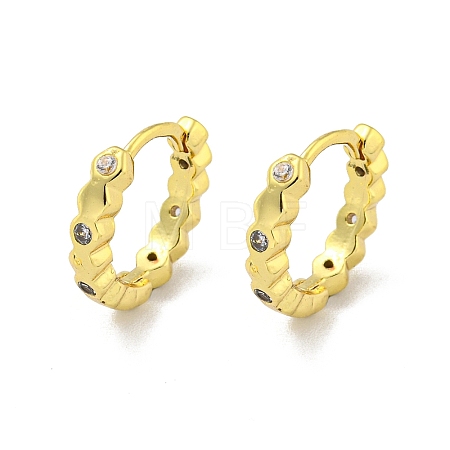 Brass Micro Pave Cubic Zirconia Hoop Earring EJEW-C088-04F-G-1