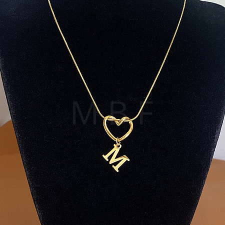 304 Stainless Steel Heart with Initial Pendant Necklaces for Women FS-WG4DC9E-13-1