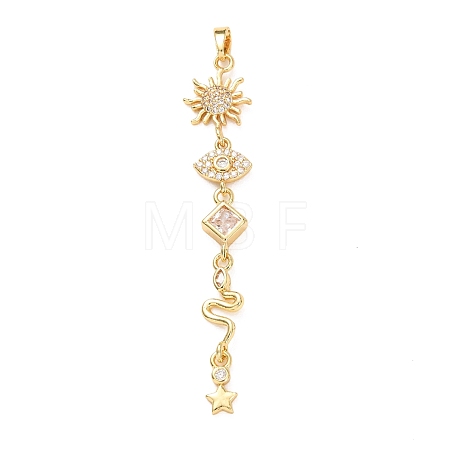 Tassel Brass Micro Pave Clear Cubic Zirconia Big Pendants KK-L271-01G-11-1