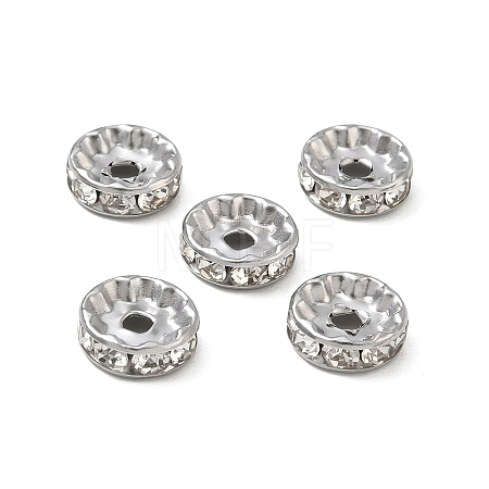 304 Stainless Steel Rhinestone Spacer Beads RB-CBA18B7-01P-13-1