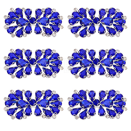 6Pcs Flower Glass Rhinestone Cabochons DIY-FG0010-18C-1