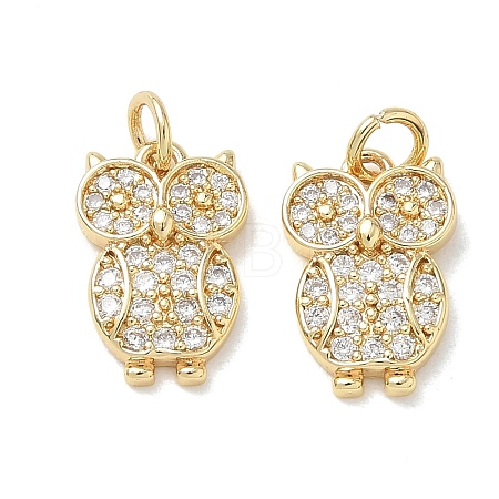 Brass Micro Pave Clear Cubic Zirconia Charms KK-T085-21G-G-1