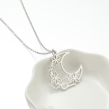 304 Stainless Steel Hollow Pendant Necklaces FS-WGE7531-02-1