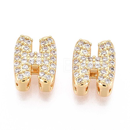 Brass Micro Pave Clear Cubic Zirconia Beads KK-T071-17G-H-1