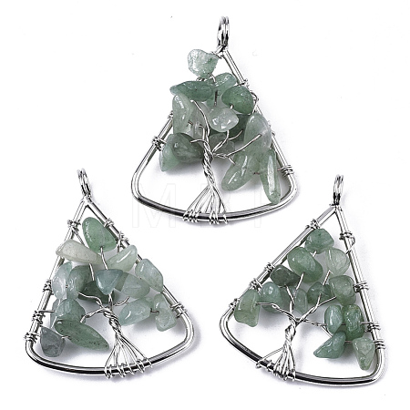 Natural Green Aventurine Big Pendants G-T133-P03F-1