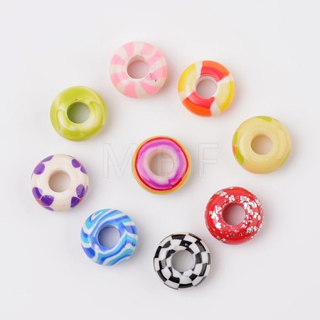 Handmade Polymer Clay Enamel European Beads X-FPDL-J002-M-1