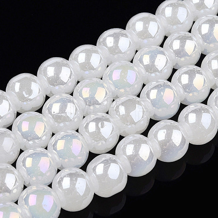 Electroplate Imitation Jade Glass Beads Strands GLAA-T032-J6mm-AB01-1