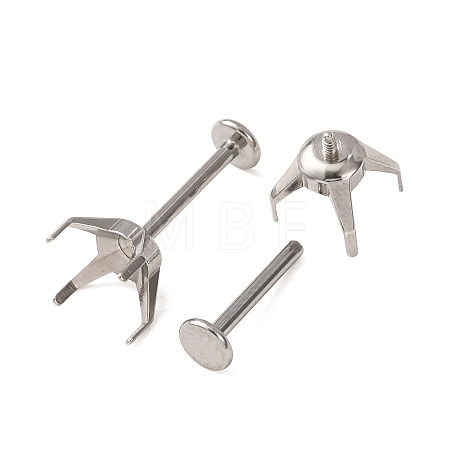 304 Stainless Steel Prong Earring Settings SA-CBA8B85-11E-03-1