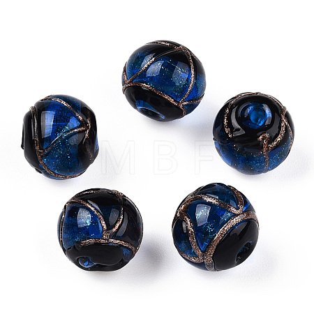 Handmade Gold Sand Lampwork Beads LAMP-T019-10mm-05-1