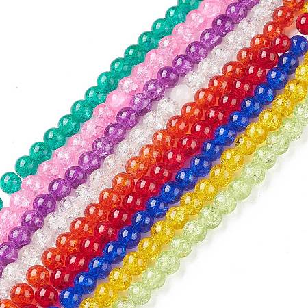 Crackle Glass Beads Strands CCG-Q001-4mm-M-1
