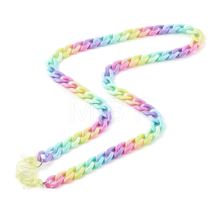 Personalized Rainbow Acrylic Curb Chain Necklaces NJEW-JN03514-1