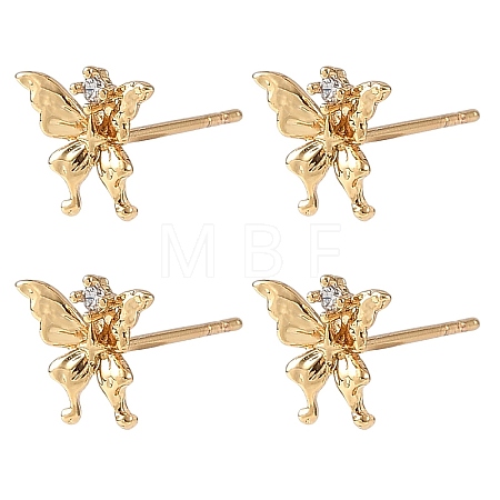 SHEGRACE Brass Micro Pave Clear Cubic Zirconia Stud Earrings XGRQ4N197-725G-1